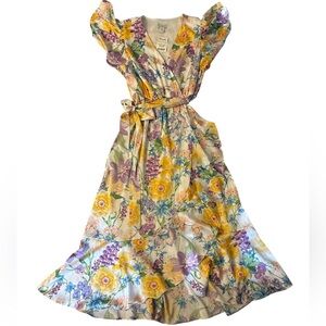 Nicole Miller Floral Maxi Dress - Yellow, Purple, Blue